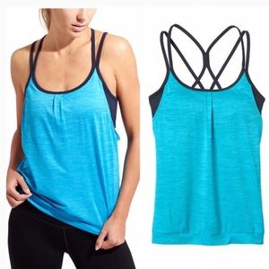 Athleta Shadow Stripe Energize Tank in Blue/Navy